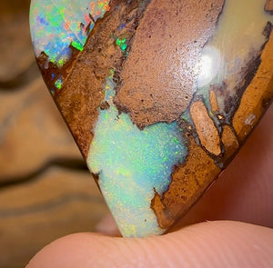 (Template) 24.1cts - Top Australian Boulder Wood Fossil Opal. Rare Cathedral Pattern - Opal Whisperers
