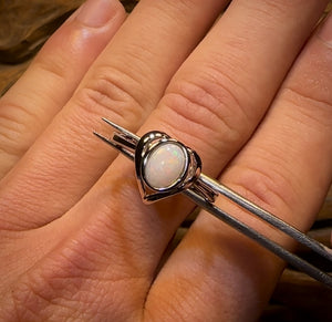 Sterling Silver - South Australian Solid White Opal Ring