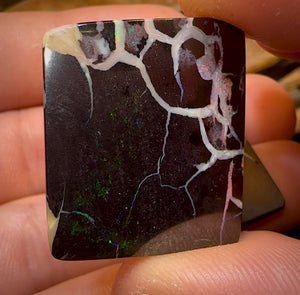 35.8cts - “Lightning out of Darkness” Koroit Nut Opal Matching Pair. TRIBAL PATTERN