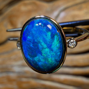 10k Gold - Australian Black Opal Doublet Ring