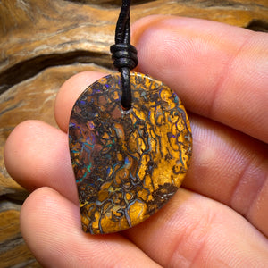 33 x 25mm - Drilled Tribal Queensland Boulder Opal Necklace