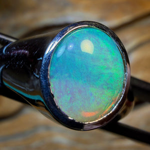 Sterling Silver - Unisex Solid South Australian Crystal Opal Ring