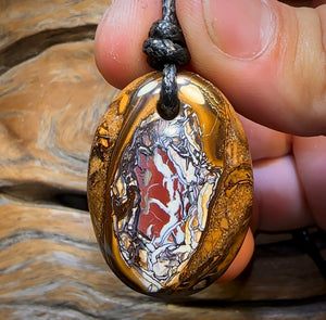 37 x 27mm - Drilled Boulder Opal Pendant w/ Eco Friendly Vegan Cord