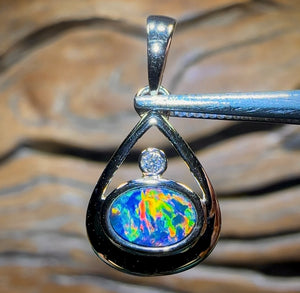 14k Gold - Queensland Boulder Opal Doublet Pendant - Opal Whisperers