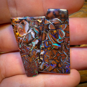 Hey Dad! 122.8cts - BIG TOP PARTNERS Tribal Queensland Boulder Opal Picture Stone Pair