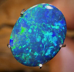 🔨 AUCTION 🔨 1.7cts - Lightning Ridge Black Opal Doublet Best Electric Blue Green