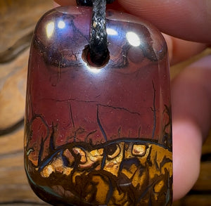 🔨 AUCTION 🔨 No Reserve 41 x 28mm - Drilled Boulder Opal Pendant w/ Eco Friendly Vegan Cord
