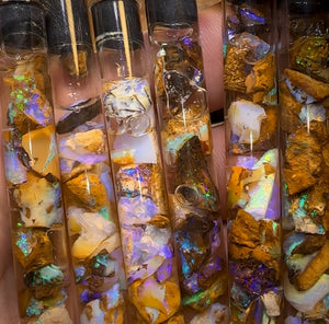 25cts Vials of Queensland Boulder Opal Rough. BULK LISTING