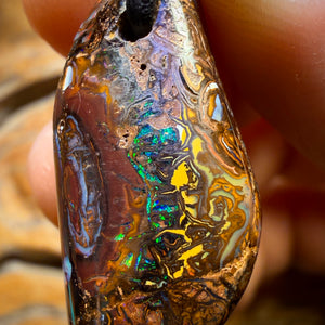 Bargain Card ! 31 x 14mm - Drilled Tribal Queensland Boulder Opal Necklace