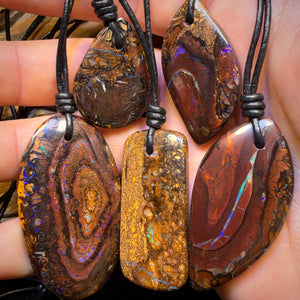 š5x Drilled Boulder Opals. Bulk Wholesale Parcel BARGAIN