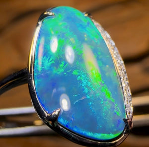 14k White Gold - Queensland Boulder Opal Doublet Ring - Opal Whisperers