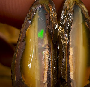 30.1cts - Highly Prized Yowah Nut Crystal Centre Rough Split Pair