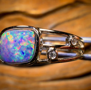 Sterling Silver - Queensland Boulder Unisex Opal Doublet Ring