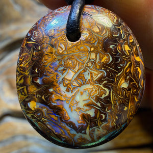 HDW 25 x 22mm - Drilled Tribal Queensland Boulder Opal Necklace. Australian Opal