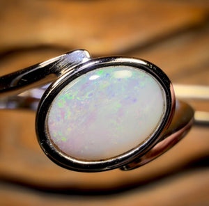 Bague en argent sterling avec opale de cristal d'Australie du Sud