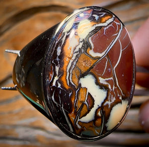 XL DADDY Sterling Silver - Large Solid Tribal Boulder Opal Ring. Unisex
