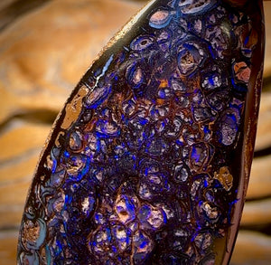 92.1cts - Dark Tribal Queensland Black Boulder Opal from Yowah