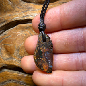 Bargain Card ! 31 x 14mm - Drilled Tribal Queensland Boulder Opal Necklace