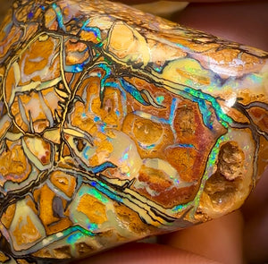 258.9cts - Large Top Tribal Queensland Boulder Art of Opal Style Polished Specimen