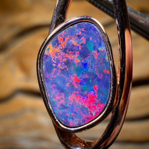 Top Red Fire Sterling Silver Rose Gold Plated - Queensland Boulder Opal Doublet Pendant