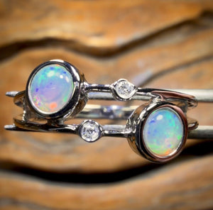 14k White Gold - “Bubble” Solid South Australian Crystal Opal Ring