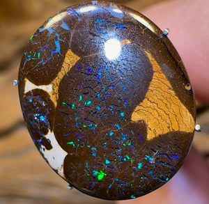 9.2cts - Bubble Band Opal from Winton, Top Oval Highly Polished Cut - Opal Whisperers