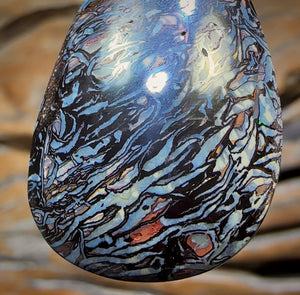 Awesome Solid Queensland Boulder Opal Pendant Black Tribal Magic