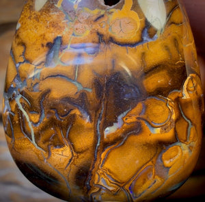 36 x 28mm - Drilled Boulder Opal Pendant w/ Eco Friendly Vegan Cord