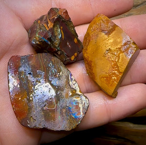 209.8cts - 3x Yowah Nut Rough Pieces. Australian Boulder Opal - Opal Whisperers