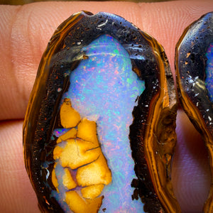 99.7cts - Yowah Nut Crystal Centre Opal Pair Polished and Clean