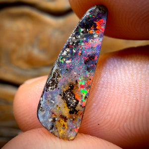 6.4cts - Australian Boulder Seam Opal Pair With Red Multi Fire