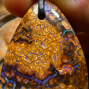 Bargain Card! 38 x 28mm - Drilled Tribal Queensland Boulder Opal Necklace