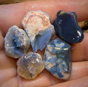 98.8cts - 4x Lightning Ridge Crystal, Dark and Black Opal Rough - Opal Whisperers