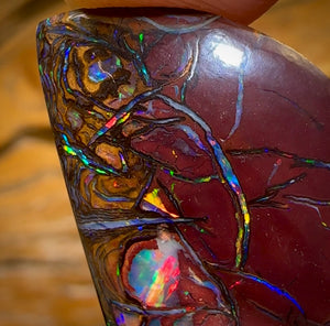 29.4cts - Top Tribal Australian Boulder Opal from Yowah. Red Multicolours!