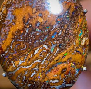 8.2cts - Australian Boulder Opal. Yowah Tribal Top Oval Cut - Opal Whisperers