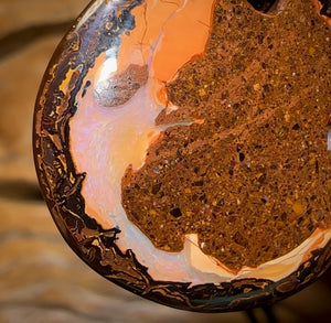 29 x 26mm - Drilled Boulder Opal Pendant w/ Eco Friendly Vegan Cord