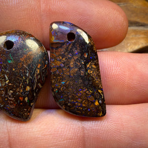 Wild Card! 60.7cts - 3x Drilled Tribal Queensland Boulder Opals. BARGAIN Wholesale Parcel