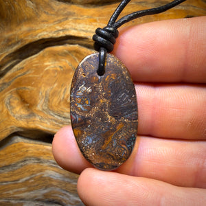 Bargain Card! 35 x 20mm - Drilled Tribal Queensland Boulder Opal Necklace