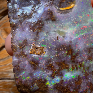 838.5cts - Amazing Queensland Boulder Seam Opal Rough Piece. Natural Split