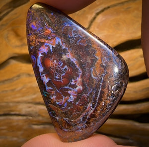 82.5cts - Big Black Tribal Yowah Nut Opal. Australian Opal Double Sided with Picture Pattern Reverse BARGAIN