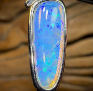 Sterling Silver - Solid South Australian Crystal Opal Pendant - Opal Whisperers