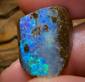 30.1cts - Australian Boulder Opal Rough Preform. Natural Split - Opal Whisperers