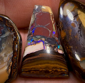 86.1cts - 3x Loose Queensland Boulder Opals With Crystal Centers Wholesale Bargain Parcel