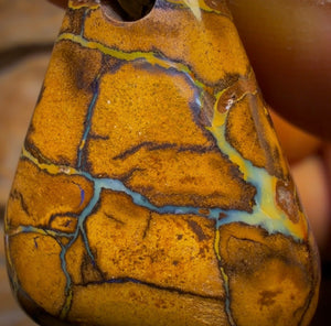 31 x 22mm - Drilled Boulder Opal Pendant w/ Eco Friendly Vegan Cord