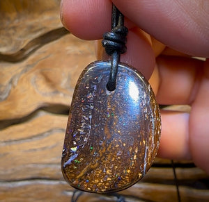 30 x 21mm - Drilled Australian Boulder Opal Necklace - Opal Whisperers