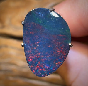 3.3cts - “Pigeon Blood Red on Black” Australian Boulder Opal Doublet