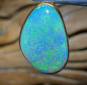 9k Gold - Solid Lightning Ridge Black Opal Pendant Heritage Collection - Opal Whisperers