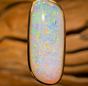 14k Gold - Solid South Australian Crystal Opal Pendant
