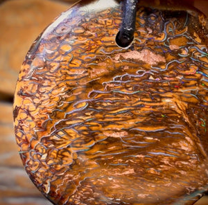 33 x 33mm - Drilled Tribal Queensland Boulder Opal Necklace