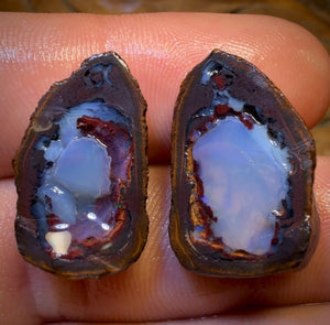 37.9cts - Yowah Nut Partial Crystal Centre Rough Specimen Pair